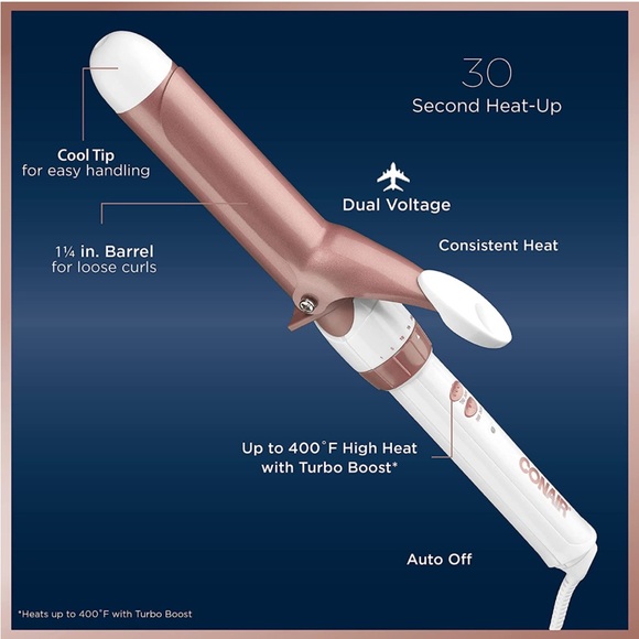 (EUC) Conair Double Ceramic Curling Iron - Rose Gold 1.25 | 1 1/4” - Picture 4 of 6